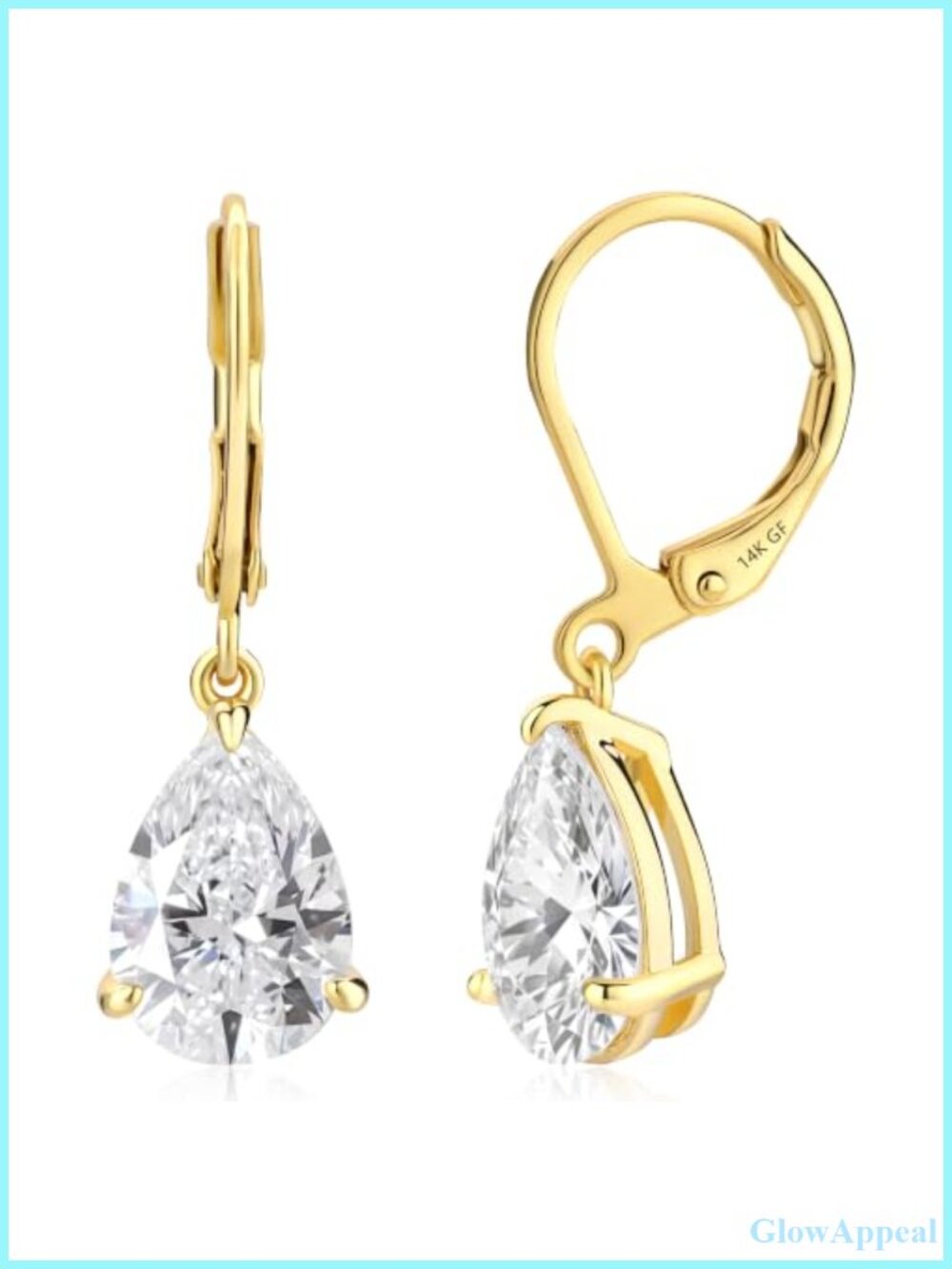 Moissanite Dangle Earrings 18K Gold Plated Sterling Silver Leverback
